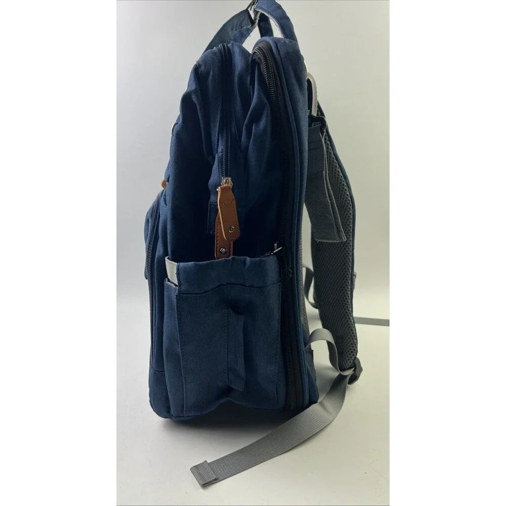 Kabaqoo Diaper Bag Blue Backpack, Multiple Large Unisex Baby Bags